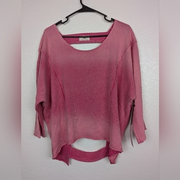 NWT sol Angeles Anthropologie oversized strap pullover sweater pink - Picture 1 of 5